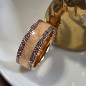 Hearts of Pandora Cream Enamel & Pink CZ Ring Size 9